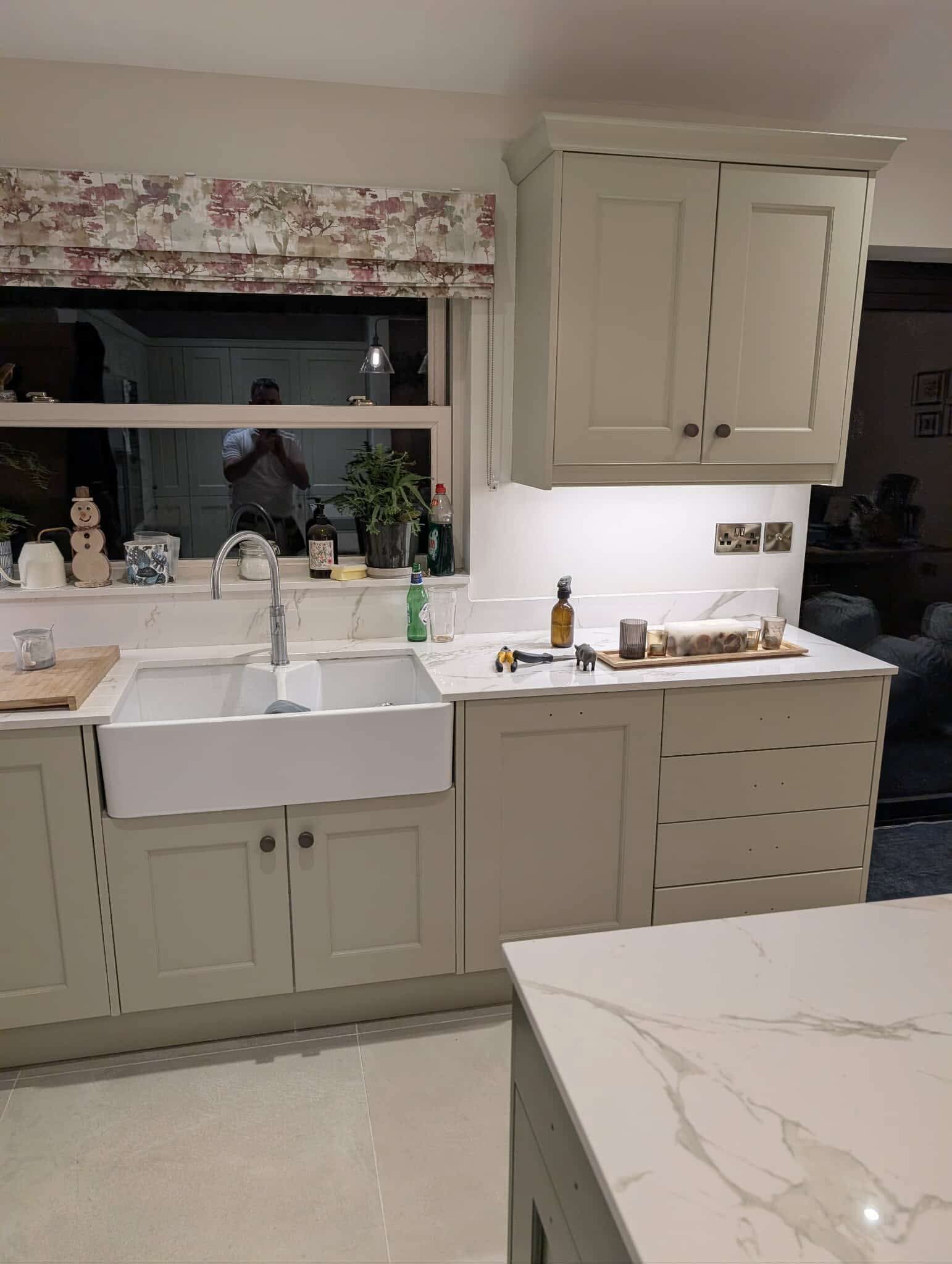 resprayed Sheffield kitchen cabinets and sink