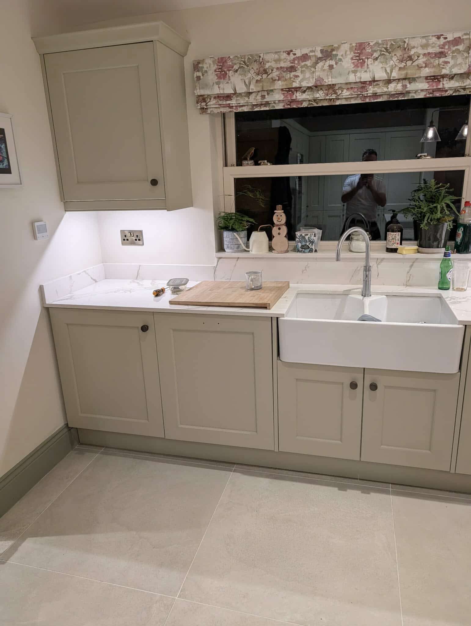 resprayed Sheffield kitchen cabinets and sink